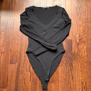 Solid Black Scoop Bodysuit
